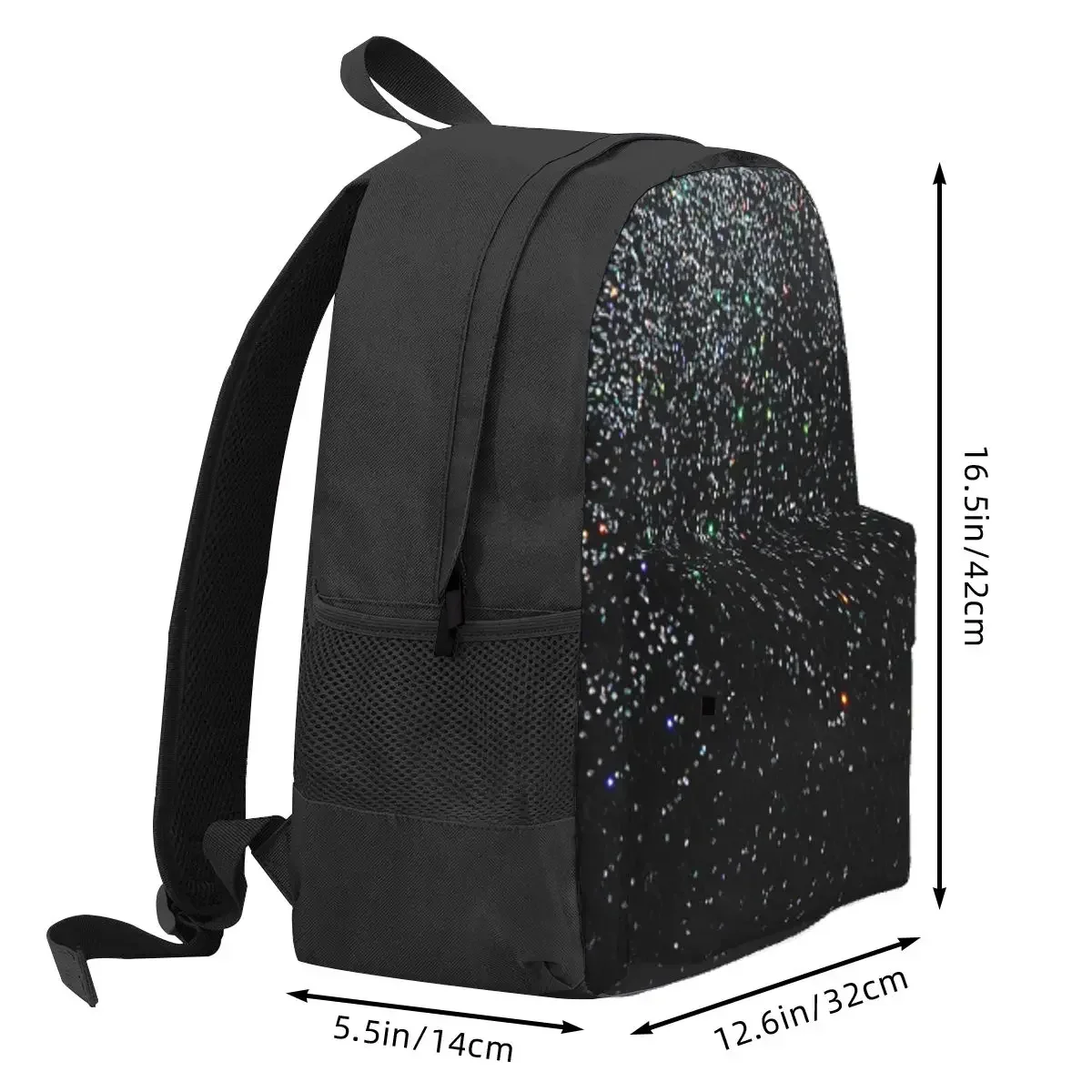 Black Silver Glitter Backpack Daypack Large Capacity Children BookBag School Bag Shoulder Bags for Men Women