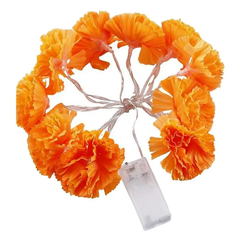 

LED Marigold Artificial Flowers Realistic LEDs Artificial Lighted Marigold Flower Garland Day Of The Dead Decorations Diwali