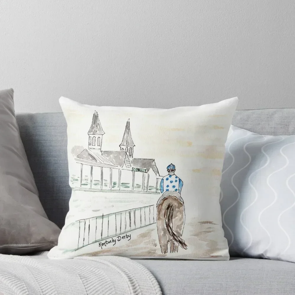 

Jockey on Horse, Watercolor, Kentucky Derby, Louisville, KY, Southern Throw Pillow Anime Cushion Covers For Living Room pillow