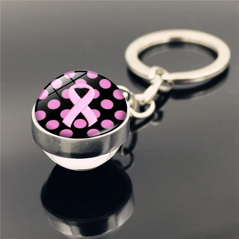 Pink Ribbon Keychain Breast Cancel Awareness Ltems Caring for Women Breast Prevention Promotional Signs Keychains Accessories