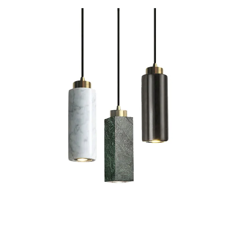 

New Best-Selling Natural Marble Small Pendant Lamp Green White Black Restaurant Bar Bedroom Bedside Led Ceiling Droplight