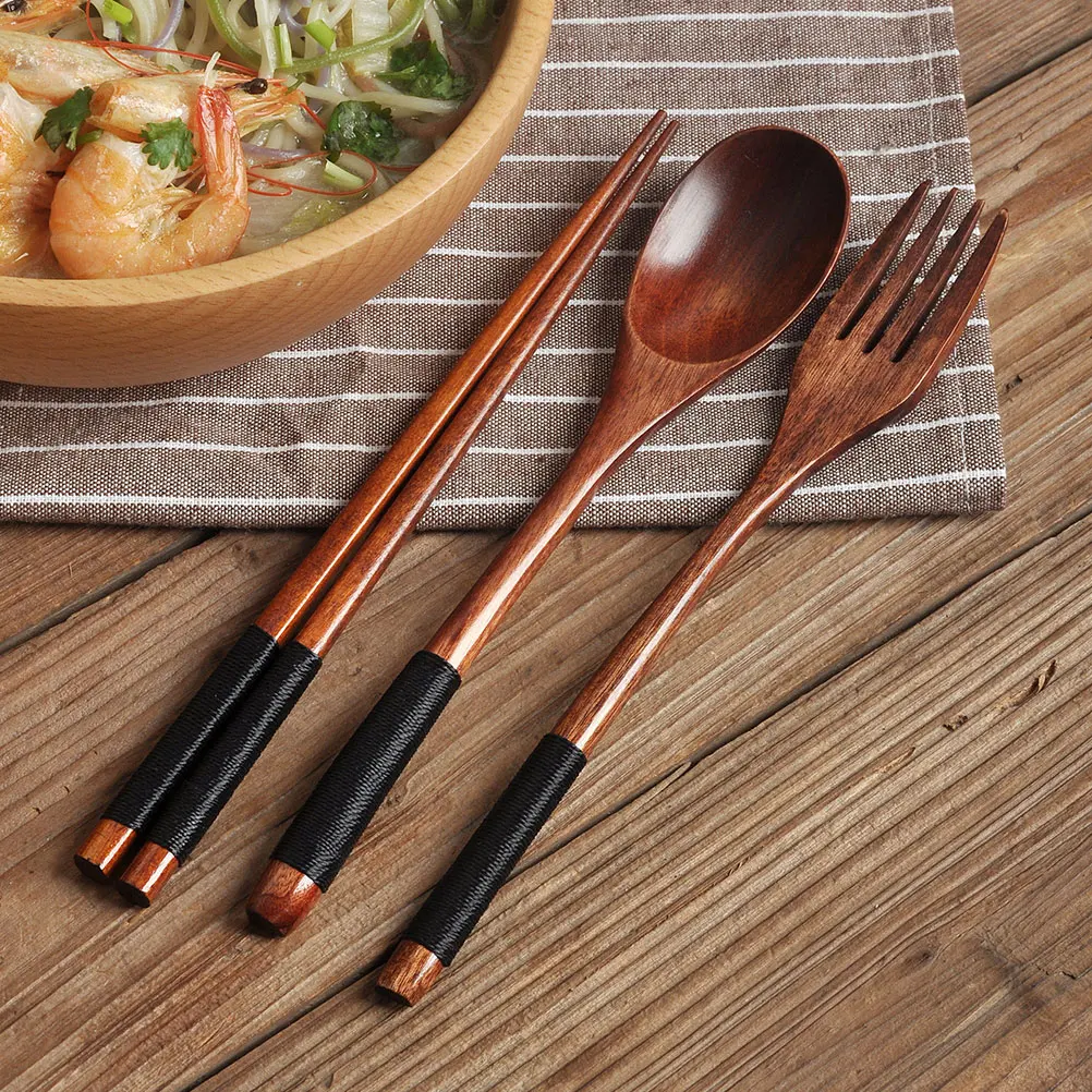 

Camping Plates and Utensils Wooden Tableware Set Serving Outdoor Cutlery Portable