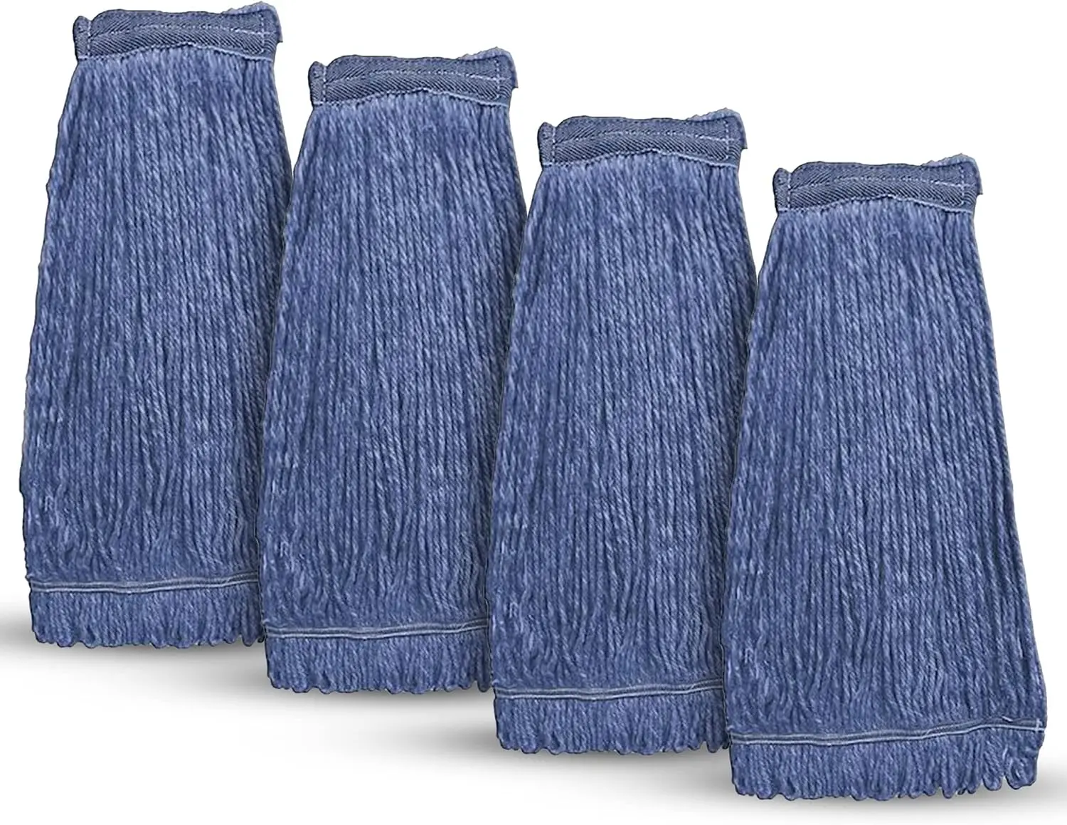 

20oz Heavy Duty Mop Head Replacement - 4 Pack - Commercial Wet Mop Refill, Blue Cotton Looped End