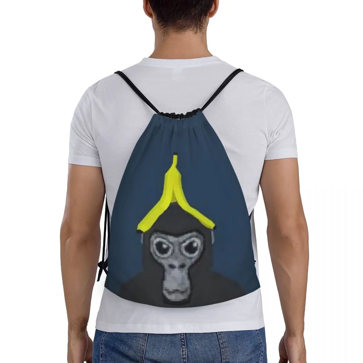 

Gorilla Tag Monkey With Banana Backpacks Multi-function Portable Drawstring Bags Sports Bag Book Bags For Travel School
