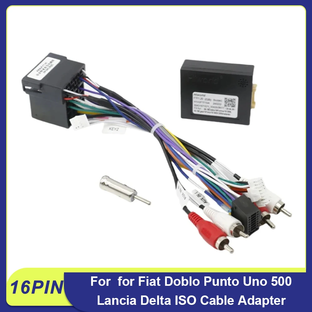 

16 Pin CANBUS Decoder Android Wiring Harness For Fiat Doblo Punto 500 Lancia Delta ISO Cable Adapter Car Radio