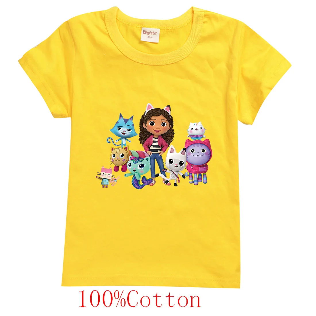 Gabby Dollhouse T Shirt Kids Summer Clothes Girl Gabbys Chats T-shirt Baby Boys Short Sleeve Tops Children Clothing for Birthday