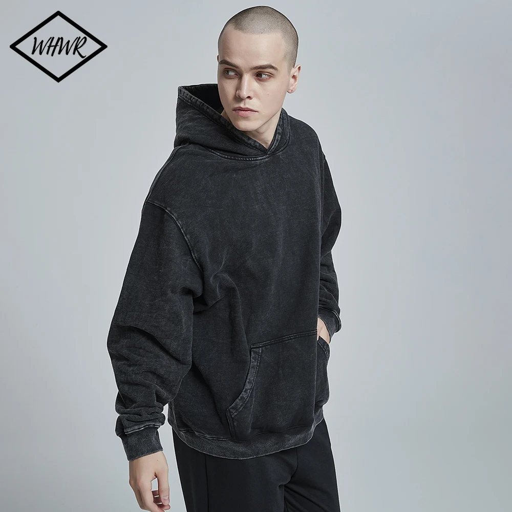 Vintage Washed Hoodies 100% Cotton Men Hoodie Harajuku Oversized Hip Hop Sweatshirts Fashion Streetwear Unisex Casual Tops