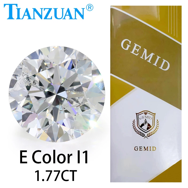 Lab Grown Diamond HPHT E/F Color I1 I2 I3 3EX Round Brilliant Cut Loose Gemstone Bead with GEMID Certified