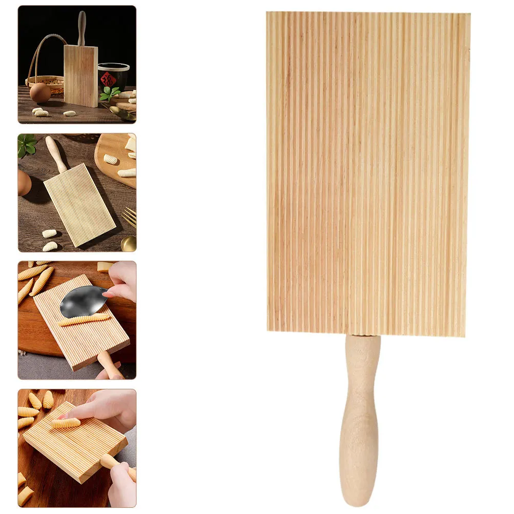 

4pcs Gnocchi Board Wood Pasta Making Tool Ergonomic Handle Wear-Resistant Surface Easy Storage Kitchen Baking Accessory