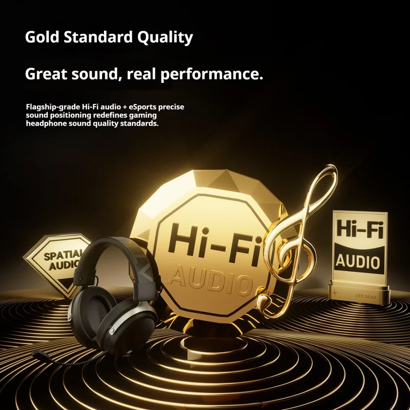 ATK N9 سلسلة سماعة الألعاب اللاسلكية رباعية الوضع 53 مللي متر ديناميكية سائق سماعات ثلاثية الأبعاد المحيطي المكاني الصوت مرحبا فاي سماعات الموسيقى