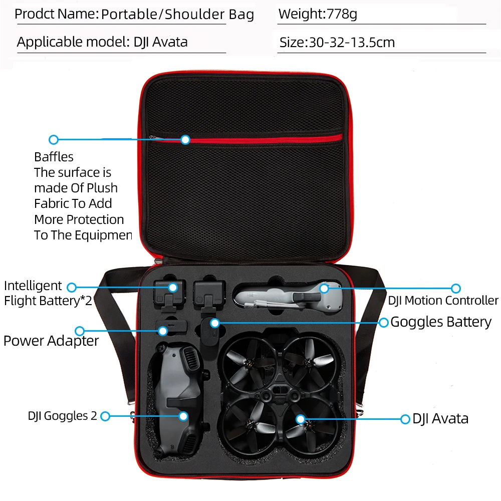 Portable Travel Carrying Case for DJI Avata Drone Accessories Battery Storage Shoulder Bag Remote Goggles 2 VR Glasses Handbag