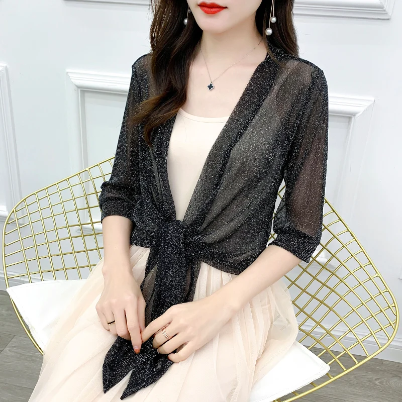 Bridal Wedding Jacket Wraps Lace Bolero Women Shrug Shawl Evening Cape Dress Middle Sleeve Bolero Sheer Open Front Cover Up