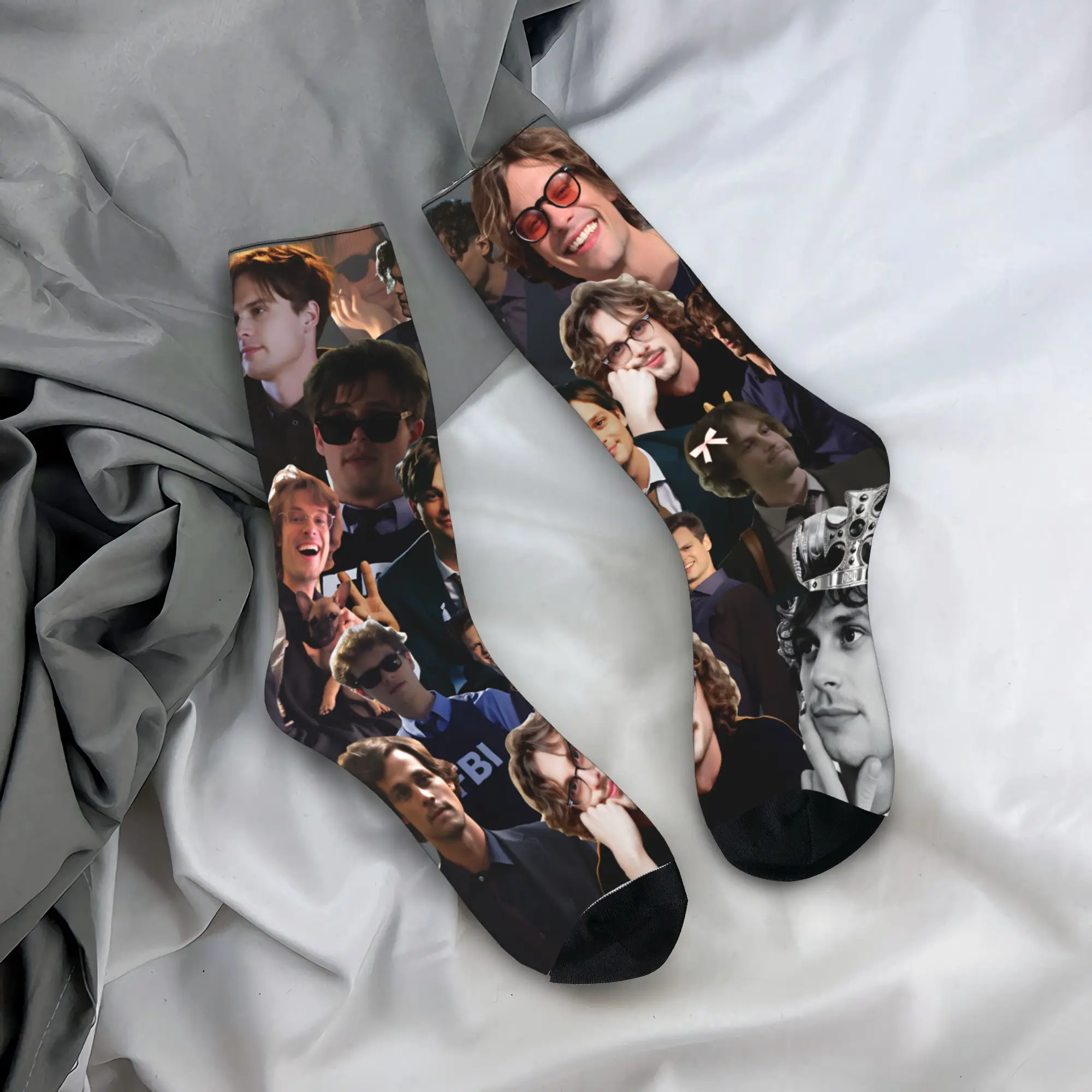 

Женские и мужские носки Criminal Minds Spencer Reid, противоскользящие мягкие дышащие носки, осенние велосипедные носки с принтом Kawaii