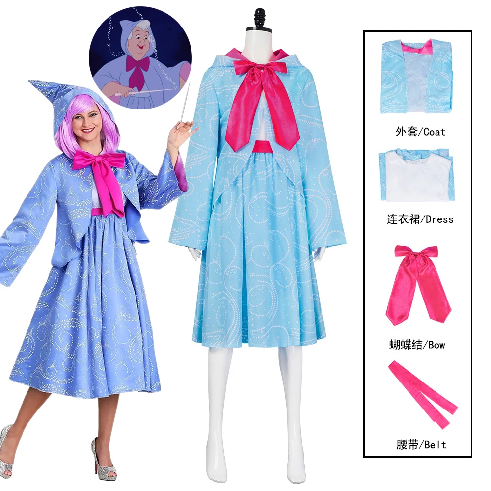 

The Fairy Godmother Cosplay Costume Women Cinderella Princess Dress Girl Snow White Halloween Christmas Carnival Party Outfits