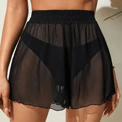 Women Ruffle Trim Sheer Beach Skirt Cover Up Skirt Beach Bandage Pool Beachwear Female Bathing Suit Bodysuit