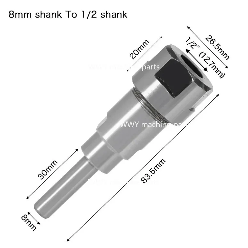 Suitable for 1/4 Handle, 8 Handle, 12 Handle, 1/2 Handle Edge Trimming Machine, Extension Rod Converter, Carving Accessories