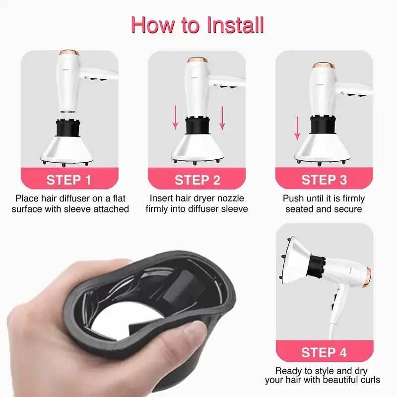 Universal Hair Dryer Diffuser for Curls and Blow Drying Electric Hairdressing Dryer Styling Tools Adjustable Blower Wind Cover image 2