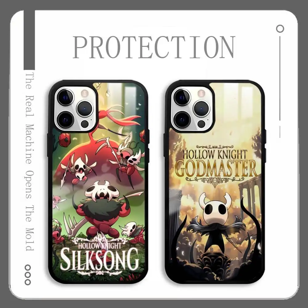 

Cool Hollow K-Knight Silk Song Phone Case For IPhone 16 15 14 13 12 11 Pro Max Plus Mini Plus Hard Mirror Surface Protect Funda