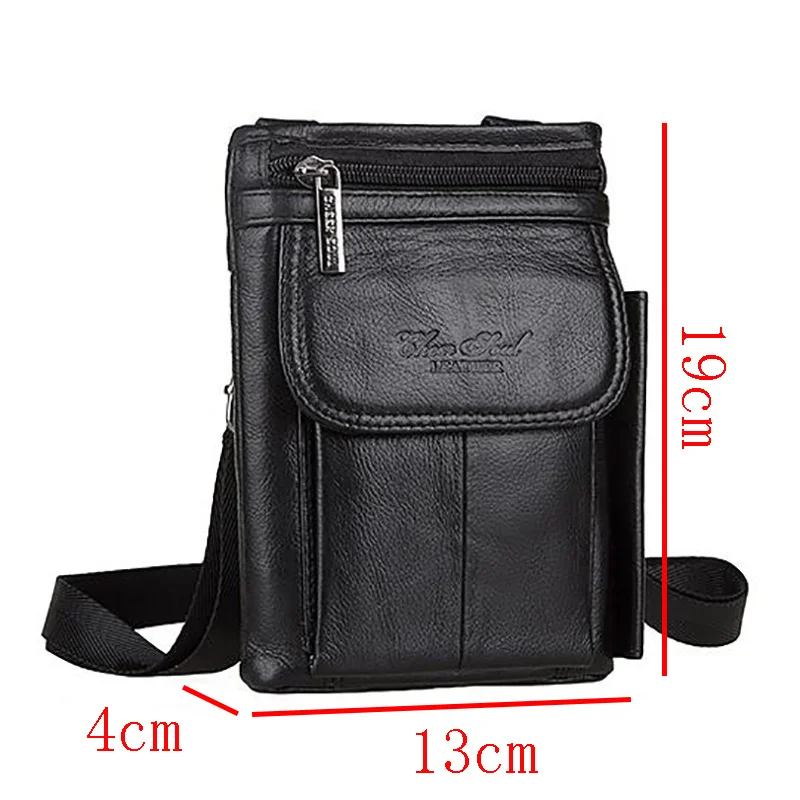 Bolso de hombro de cuero auténtico para hombre, bandolera pequeña de viaje, cinturón de cadera para hombre, funda para teléfono móvil, monedero, riñonera con gancho