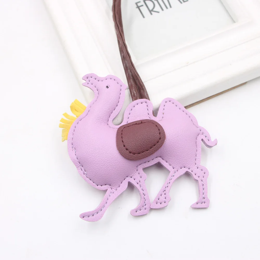 Classic Cute Desert Camel Bag Pendant Key chain Fashion PU Leather key Ring Accessories