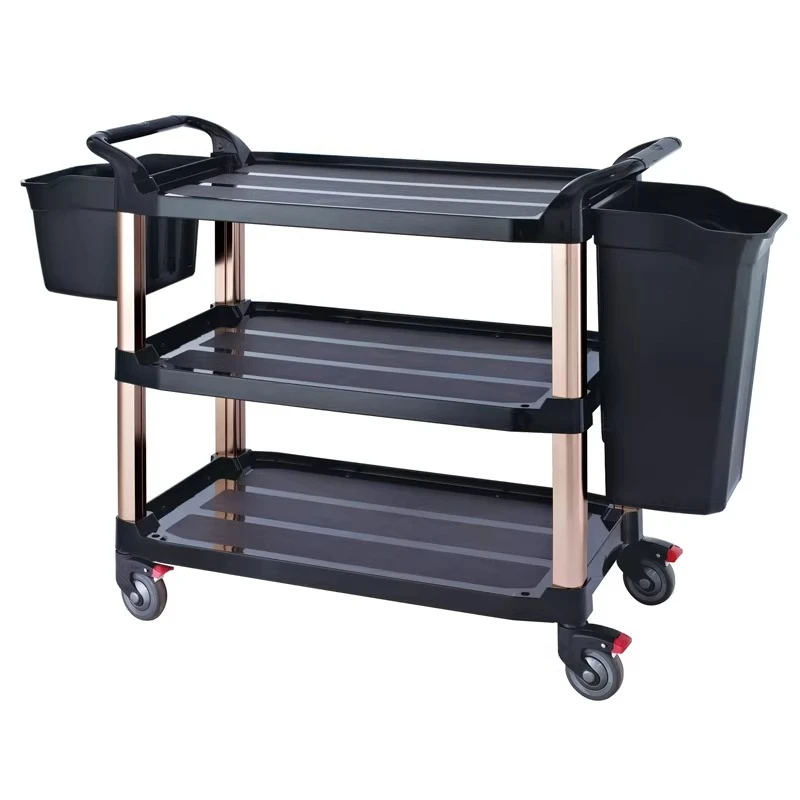 

Plastic Three-layer Service Cart Hotel Trolley Multifunctional Dining Cart Ultra-quiet Wheel
