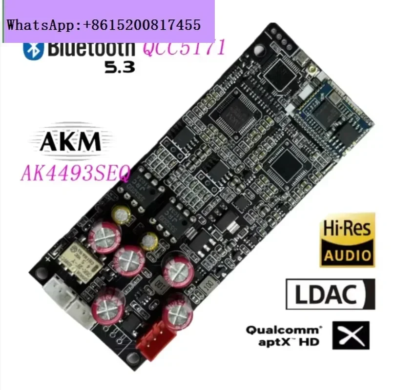 QCC5171 Bluetooth 5.3 Wireless Receiving Board AK4493 DAC Decode Dual NE5532 OP AMP Support LDAC/APTX 24bit/96Khz