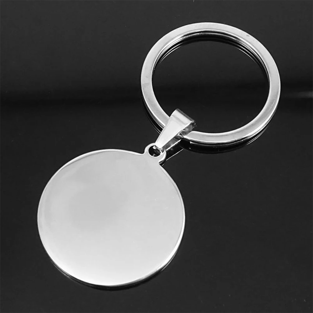 

10pcs Metal Keychains Round Blank Stainless Steel Wear Resistant Custom Tags Gift Ring for DIY Jewelry Pendant Dangle