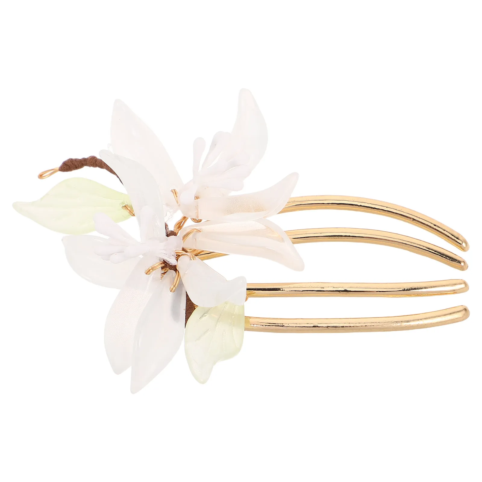 

U-Shaped Floral Hairpin: Artificial Flower Hair Comb for Secure Updo Hold Bridal Evening Party Elegant Hair Styling Accessories