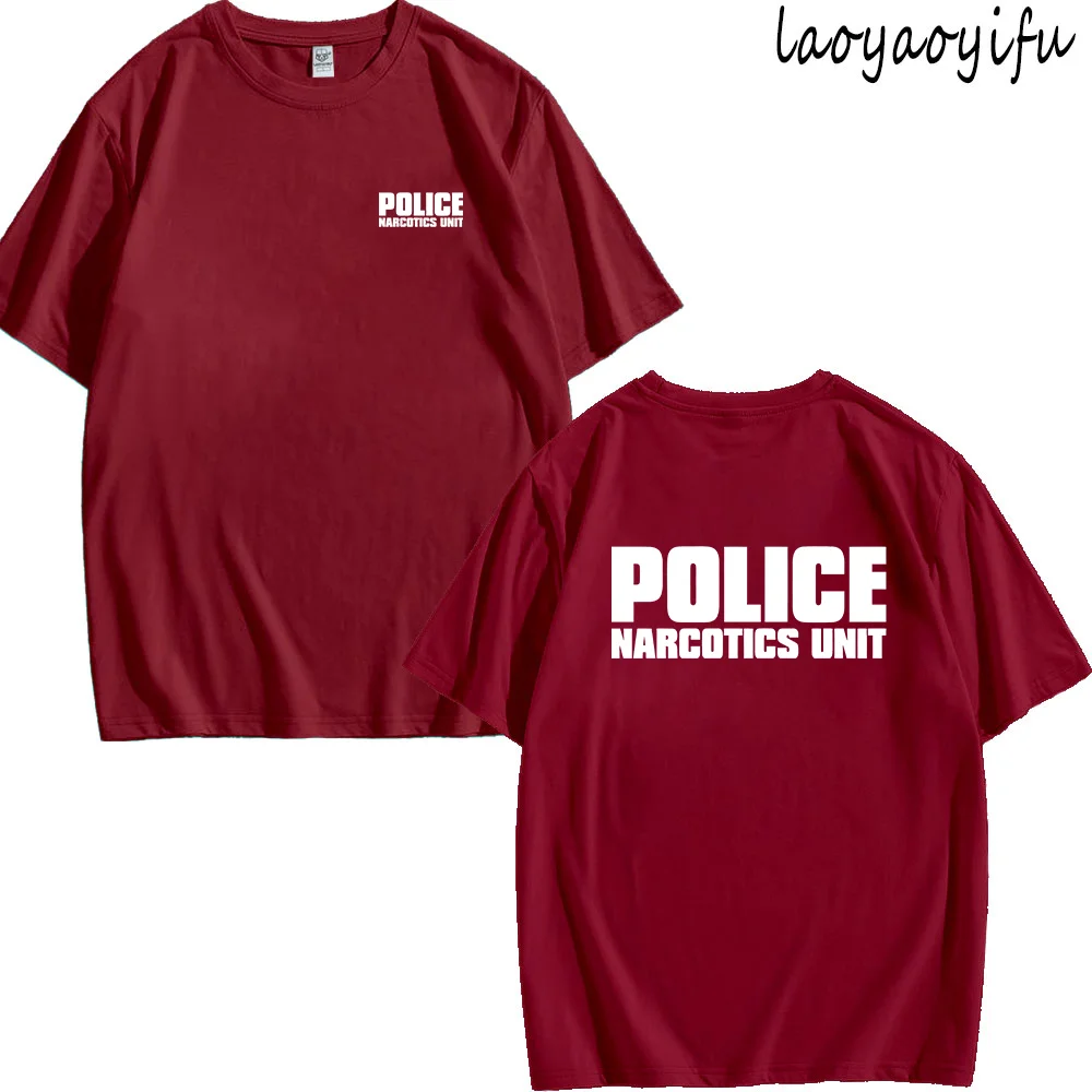 Vintage T Shirt Police-Narcotics Unit Print T-shirt Tops Letters Graphic T Shirts Men T Shirt Women Clothes Unisex Cotton Tee