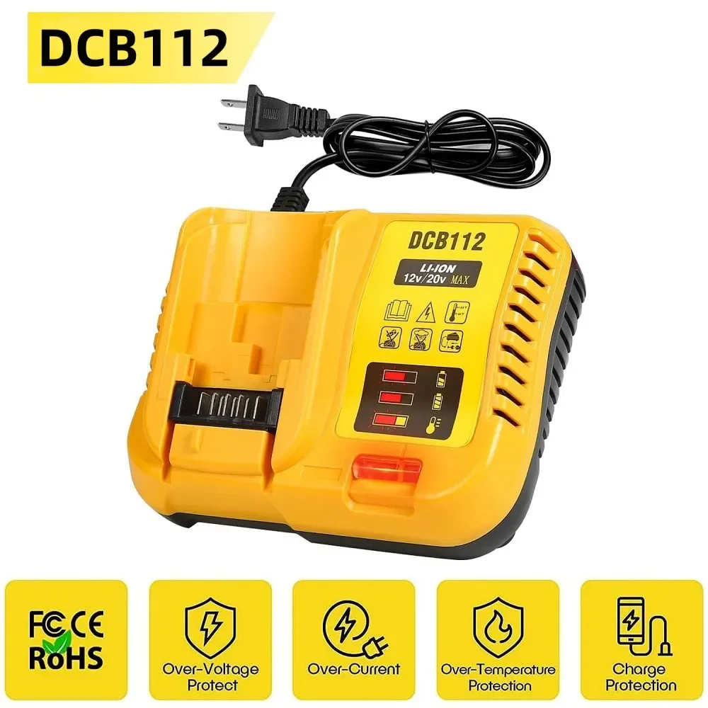 

NEW DCB112 2A Lithium Battery Charger For Dewalt 10.8V 12V 14.4V 18V 20V DCB206 DCB205 DCB204 DCB203 DCB120,DCB107 DCB115 DCB105