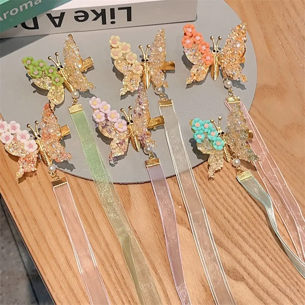 Hanfu Ornament Alloy Butterfly Imitation Pearl Hair Accessory Headwear Chinese Style Hair Clip Girl Hairpin Kids Barrettes