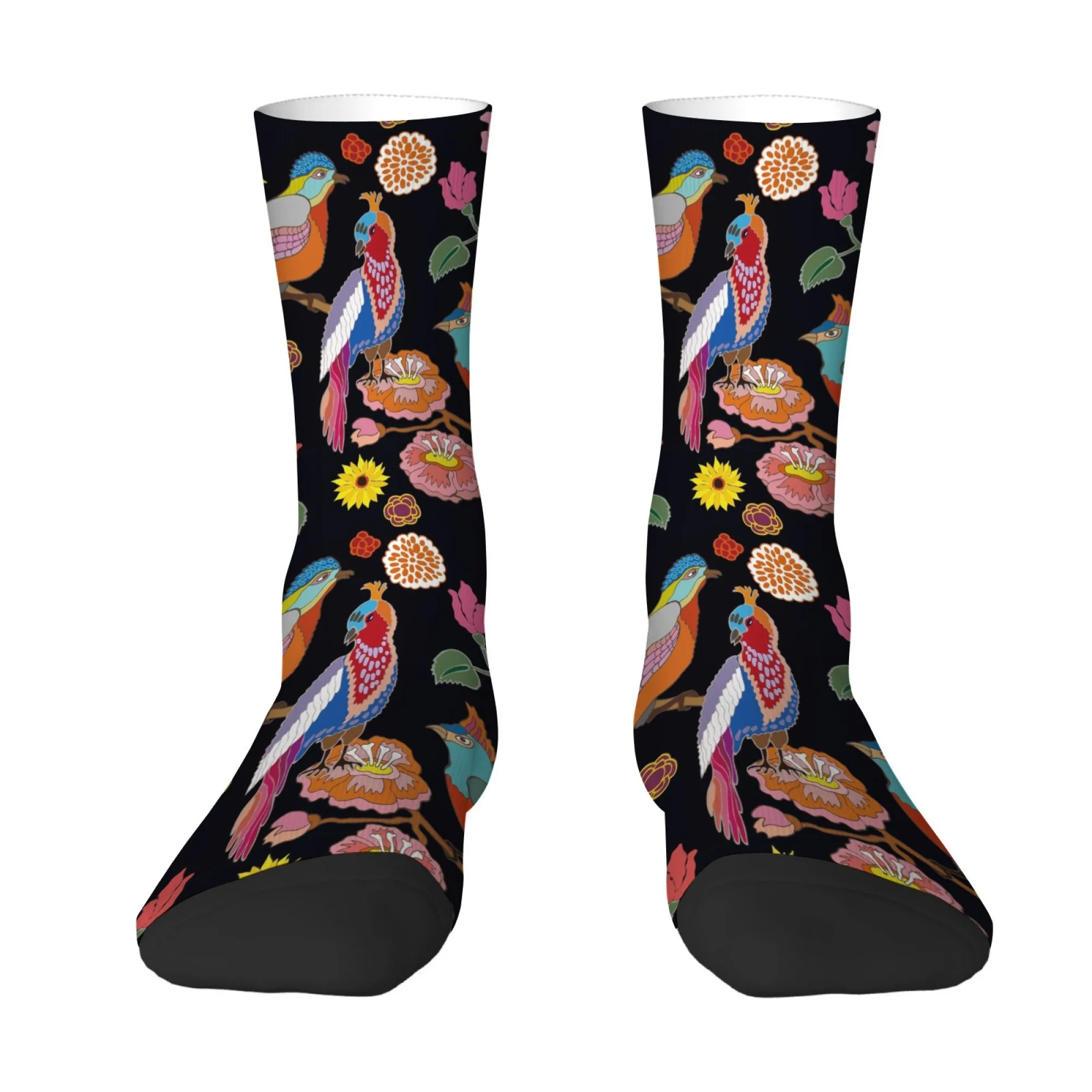 Vintage Floral Birds Art Socks Casual Fashion Men's Socks Comfortable Breathable Anti-Slip Outdoor Travel Cycling Sports Socks