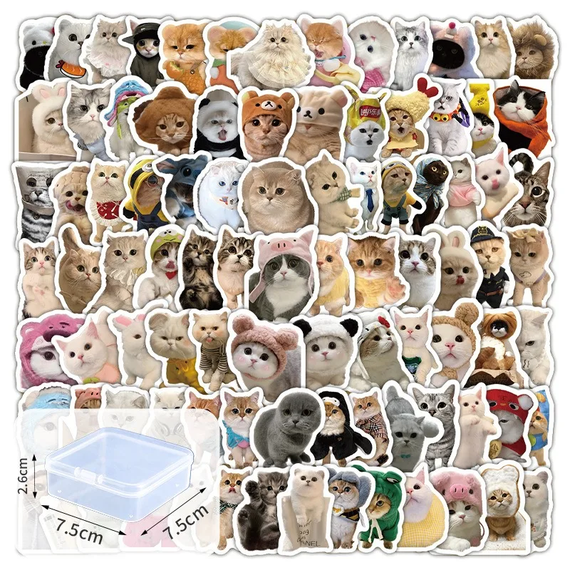 100pcs Cute Cats Meme Stickers Animal Cartoon Graffiti Decal for DIY Scrapbooking Suitcase PhoneScrapbook Skate Laptop Bike