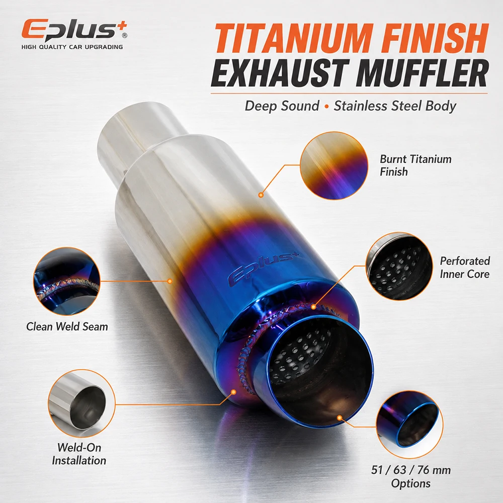 EPLUS Universal Auto Edelstahl Auspuff-Endrohr Auto Auspuff-Resonator Einlass 51/63/76mm – Detail 7