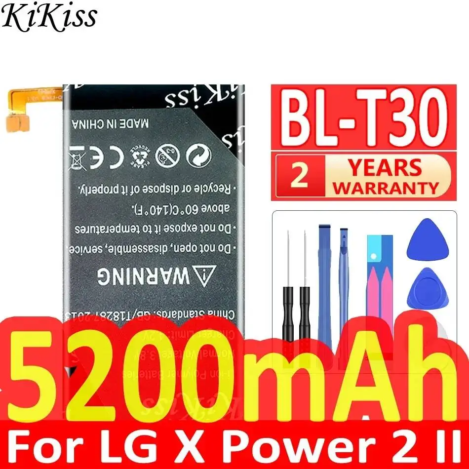 Batería de teléfono móvil BL-T30 5200mAh para LG X Power 2 II L64VL M320F M320N M322 L63BL K10 Power M320 M320DSN M320TV MLV7N