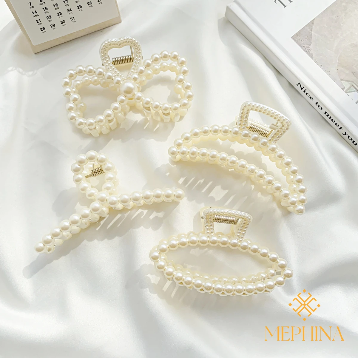 MEPHINA Pinzas para el cabello con clase Pinzas para el cabello con perlas Pinzas para el cabello delicadas Horquillas para el cabello con perlas Accesorios elegantes para el cabello para mujeres