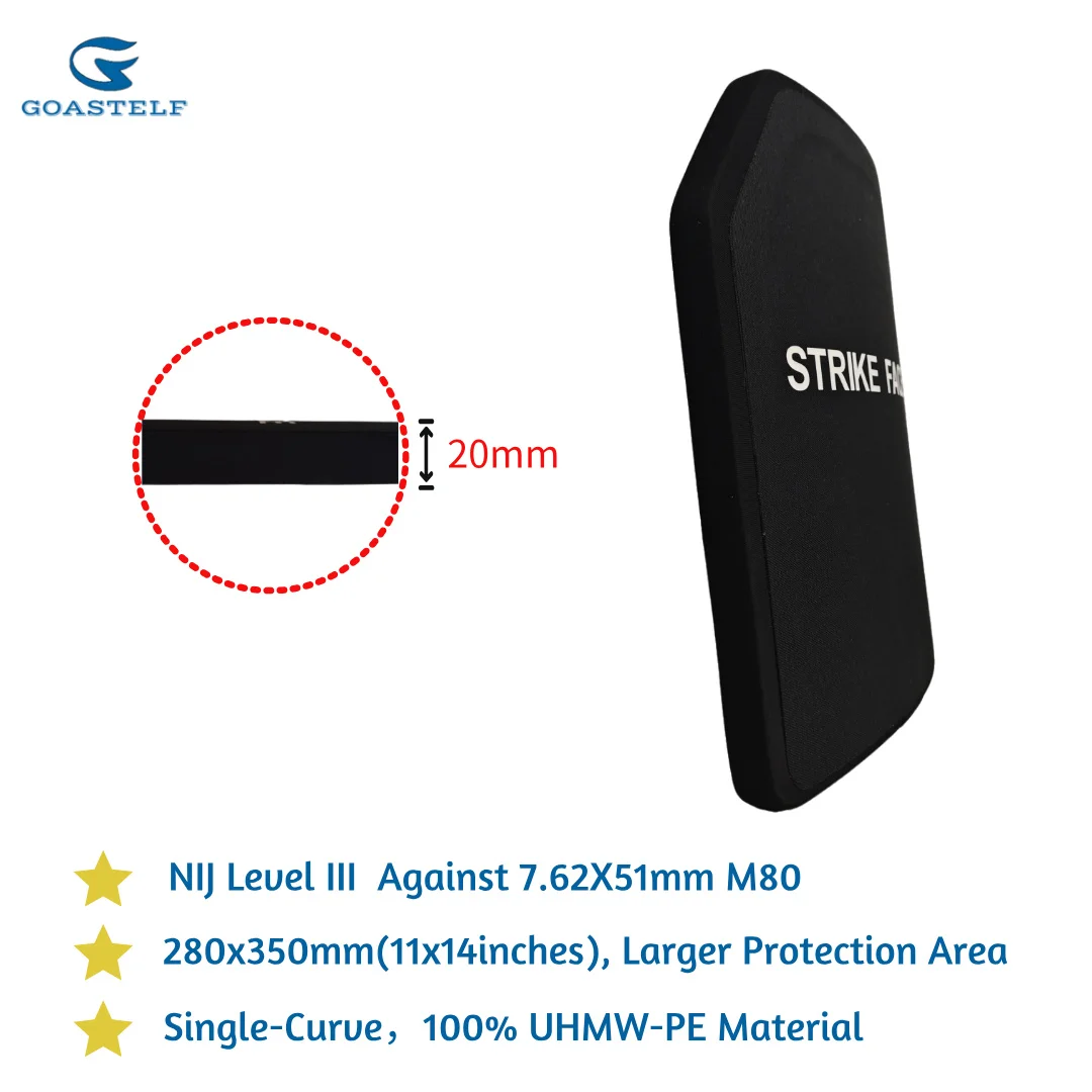 11x14inches Multi-Curve NIJ III Tactical Vest Armor Plate Pure UHMWPE Ballistic Plate NIJ Level 3 Ballistic Plate Body Armor