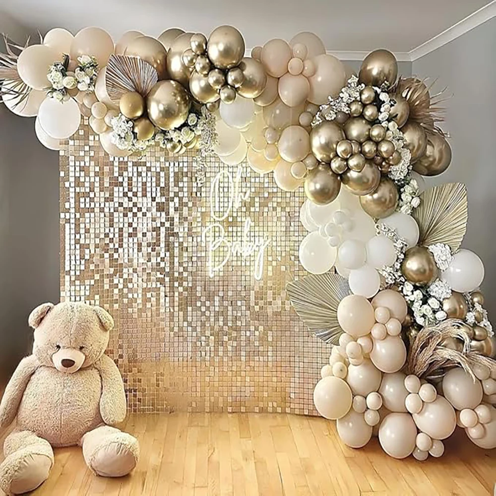 Sand White Balloons Garland Arch Metallic Gold Latex Balloon Kit Birthday Party Baby Shower Wedding Graduation Decoration Globos