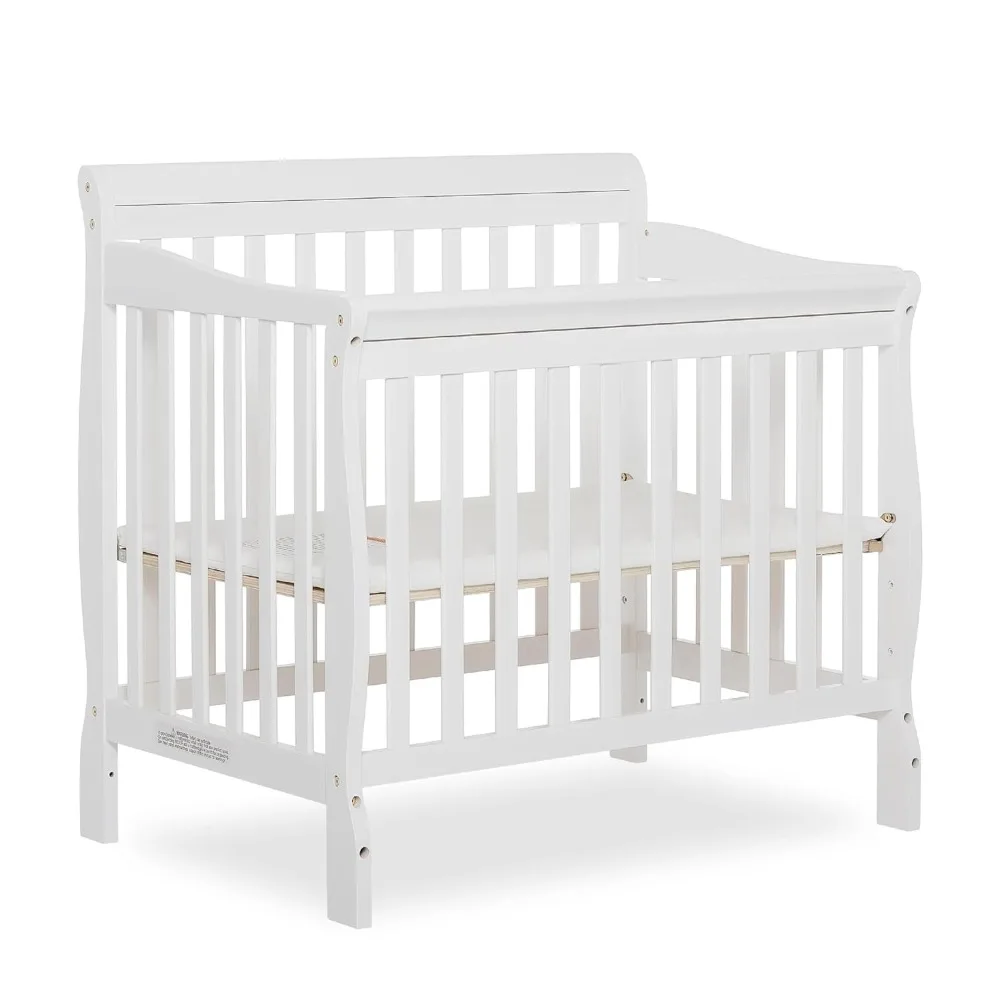 

4-in-1 Convertible Mini Crib In White, Greenguard Gold Certified, Non-Toxic Finish, New Zealand Pinewood