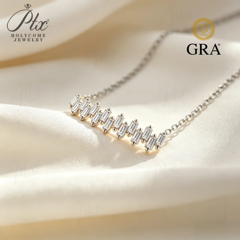 Moissanite Necklace for Women Rectangle Cut  D Color VVS1 GRA Wedding Engagement 925 Sterling Silver Pendant Chain Jewelry Gift