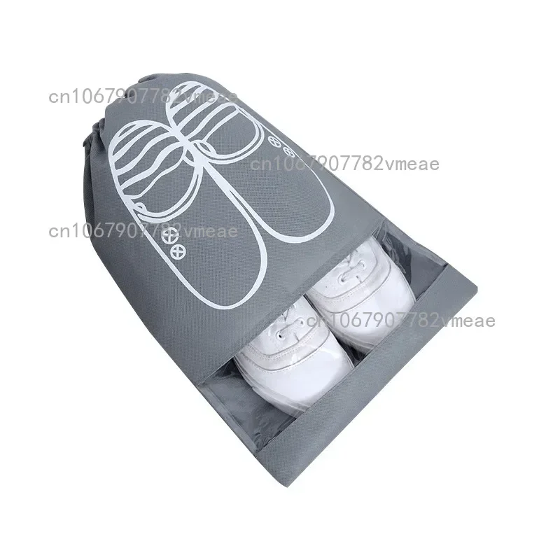 Reusable Non-woven Shoes Storage Organizer Bags Travel Portable Closet Bag Waterproof Pocket Clothing Tranparent Hanging Bag