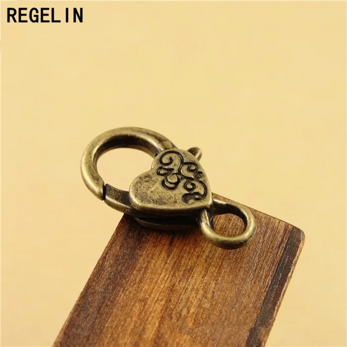 REGELIN antyczne srebro zapięcie karabińczykowe haki 10 sztuk/partia na naszyjnik łańcuszek do bransoletki DIY biżuteria akcesoria ustalenia 15*26*5.5MM