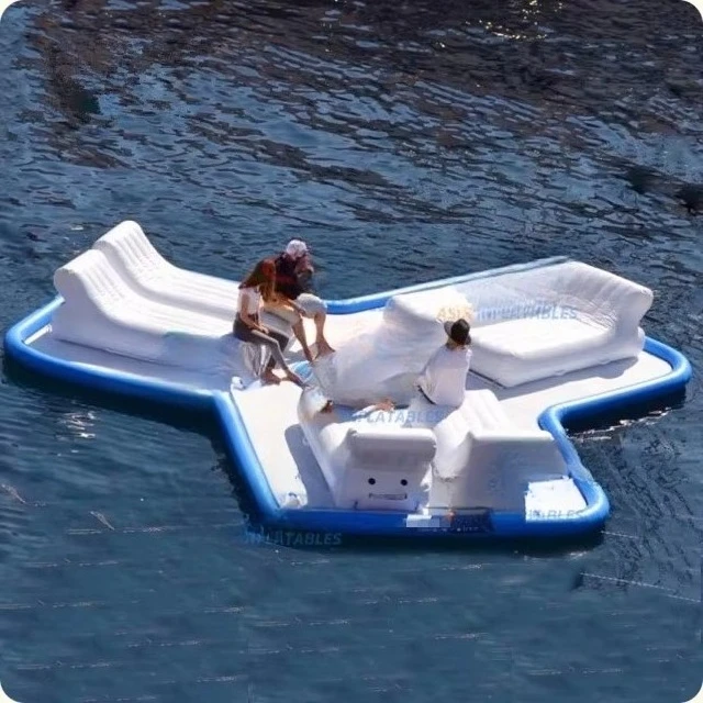 Inflatable Air Cushion, Inflatable Floating Island Swimming Pool Floating Bar Lazy River Lounge