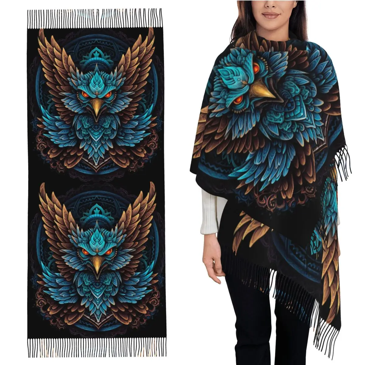 

Шарф Fierce Eagle, шарфы с кисточками, женские мягкие теплые шали и накидки, длинная осенне-зимняя шаль