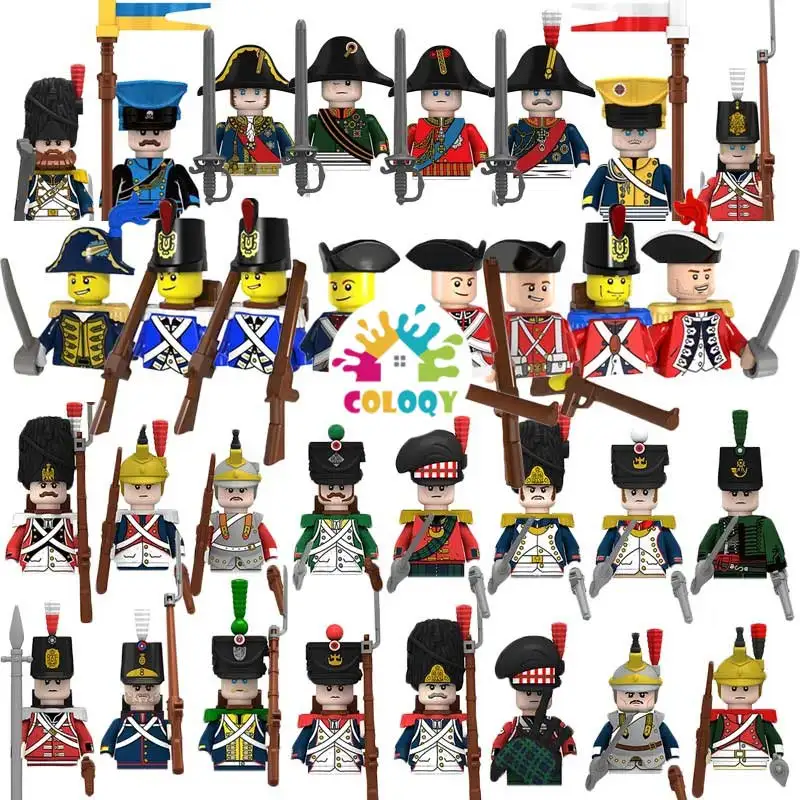 Kids Building Blocks Toy Napoleonic Wars Military WW2 Mini Dolls Soldier Duke Medieval Knights Officer Model Toy wholesale store