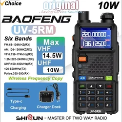 Baofeng UV-5RM Air Band 10W USB C Battery 3800mAh UV5RH Pro Max VHF UHF Six Band 999Ch Frequency Copy FM Radio Am Walkie Talkie