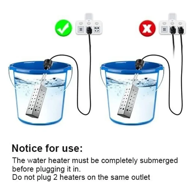 HOT 2500W Immersion Heater, Pool Heater Automatic Timer, Safe Pool Heating Immersion Heater,Perfect for Home EU Plug
