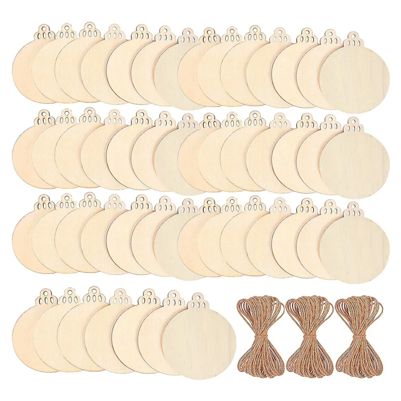 120Pcs Wood Slices 3.5Inch Wooden DIY Christmas Ornaments Unfinished Predrilled Wood Circles For Crafts Centerpieces