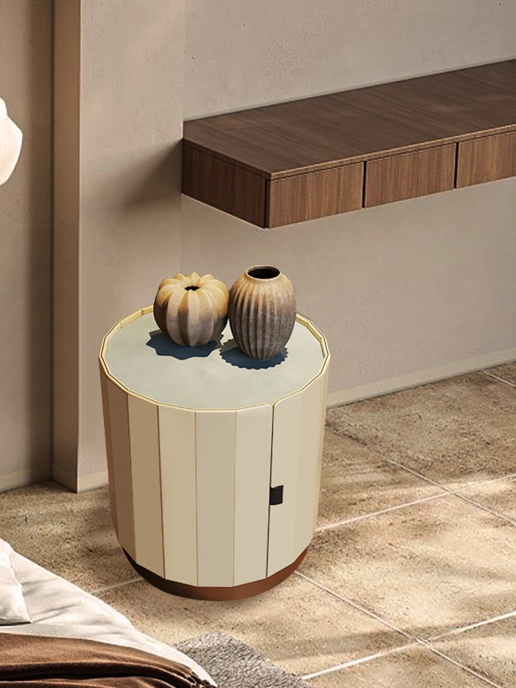 Bedside table, bedroom small apartment, simple modern bedside table, round design, sofa functional edge