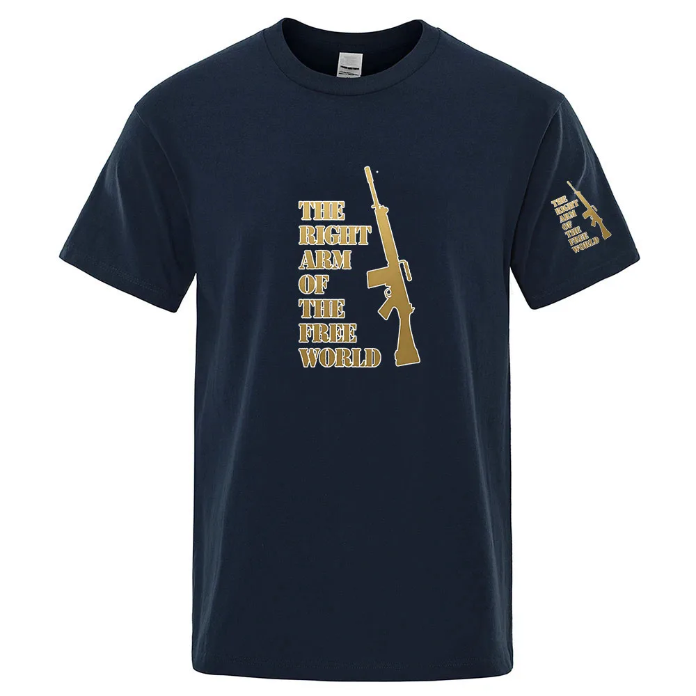 Summer Men's 2026 The Right Arm of the Free World Military style Logo Print Practical Fabric Ice Silk Short Sleeve T-shirt